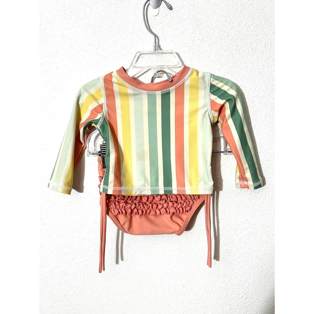 Rufflebutts SwimSuit 12 - 18 months. Tankini Long Sleeves. Striped.